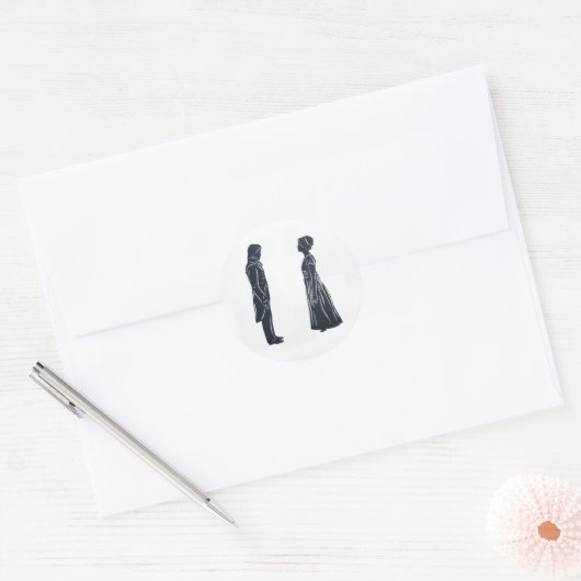Darcy & Elizabeth silhouet Ronde Sticker (Envelop)