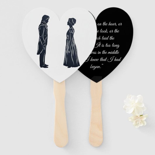 Darcy & Elizabeth silhouettes + quote Handwaaier (Voorkant en achterkant)