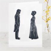 Darcy en Elizabeth Silhouet Kaart (Gele Bloem)