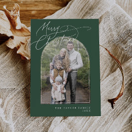 DARCY Green Arch Family Classic Foto Kerstmis Feestdagenkaart