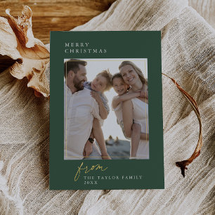 DARCY Green Folie Familie Foto Kerst Feestdagenkaart