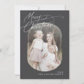 DARCY Grey Digitale Boho Familie Kerstfoto Feestdagenkaart (Voorkant)