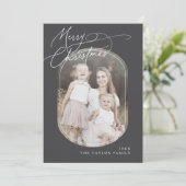 DARCY Grey Digitale Boho Familie Kerstfoto Feestdagenkaart (Staand voorkant)