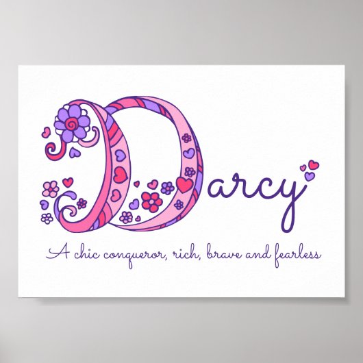 Darcy initiële D doedelkunst naam betekenis Poster (Voorkant)