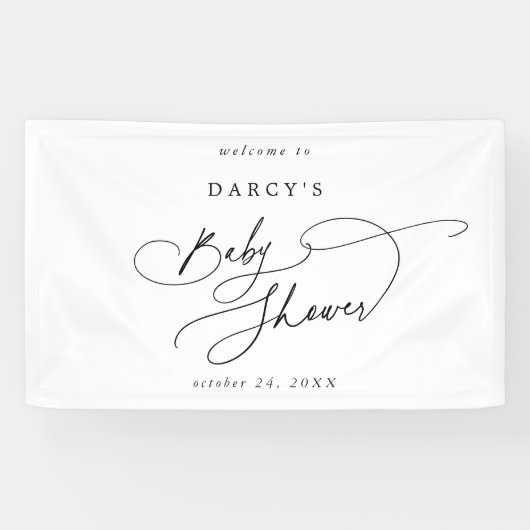 DARCY Minimalist Unique Zwart Wit Baby shower Spandoek (Horizontaal)