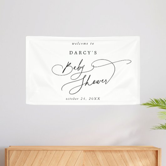 DARCY Minimalist Unique Zwart Wit Baby shower Spandoek