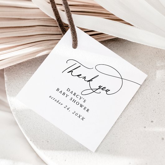 DARCY Minimalist zwart wit Baby shower dank u Bedankjes Labels