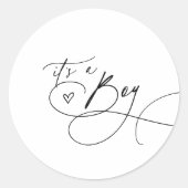 DARCY Modern Zwart Wit Het is een jongen Baby show Ronde Sticker (Voorkant)