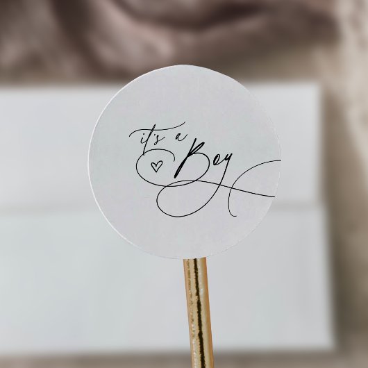 DARCY Modern Zwart Wit Het is een jongen Baby show Ronde Sticker