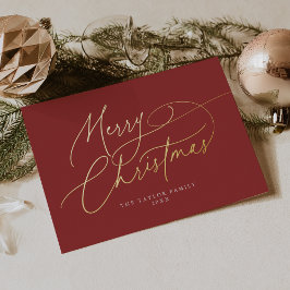 DARCY Red Gold Foil Familie  Vrolijk Kerstfeest Folie Feestdagenkaart