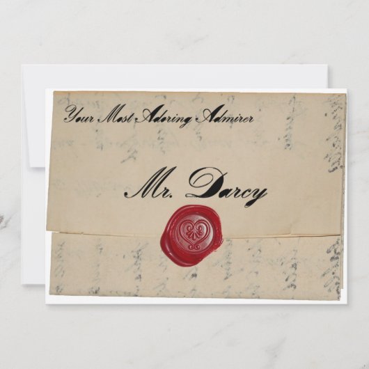 Darcy Regency Love Letter Invitation Kaart (Voorkant)