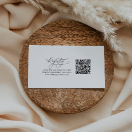 DARCY Simple Zwart Wit QR Code Gift Registry Informatiekaartje
