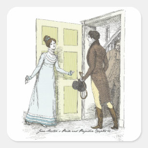Darcy verscheen, Jane Austen, Pride en Prejudice Vierkante Sticker