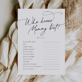 DARCY Wie kent mama beste Baby shower spel Kaart