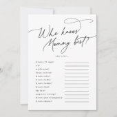 DARCY Wie kent mama beste Baby shower spel Kaart (Voorkant)