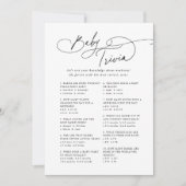 DARCY Zwart Wit Baby shower Trivia Spel Kaart (Voorkant)
