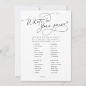 DARCY Zwart Wit Wat zit er in je tas spel Kaart (Voorkant)