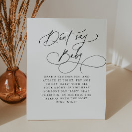 DARCY Zwart Wit Zeg niet Baby Game Baby shower Reclamebord Met Voetstuk