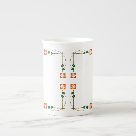 Dard Hunter Geïnspireerd Roos Porselein Kop (Voorkant)