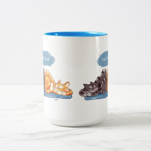 DARE 2 DELEN KATTEN door Jeff Willis Art Tweekleurige Koffiemok (Center)