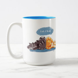 DARE 2 DELEN KATTEN door Jeff Willis Art Tweekleurige Koffiemok