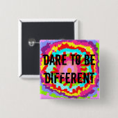 DARE MOET VERSCHILLEND ZIJN VIERKANTE BUTTON 5,1 CM (Voorkant /achterkant)