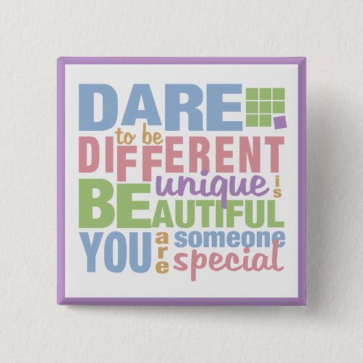 Dare om een andere knop te hebben vierkante button 5,1 cm (Voorkant)