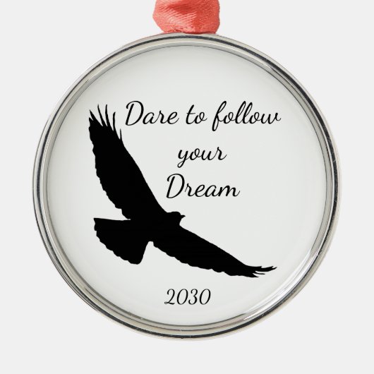 Dare om je Dream Hawk Silhouette te volgen Metalen Ornament (Voorkant)