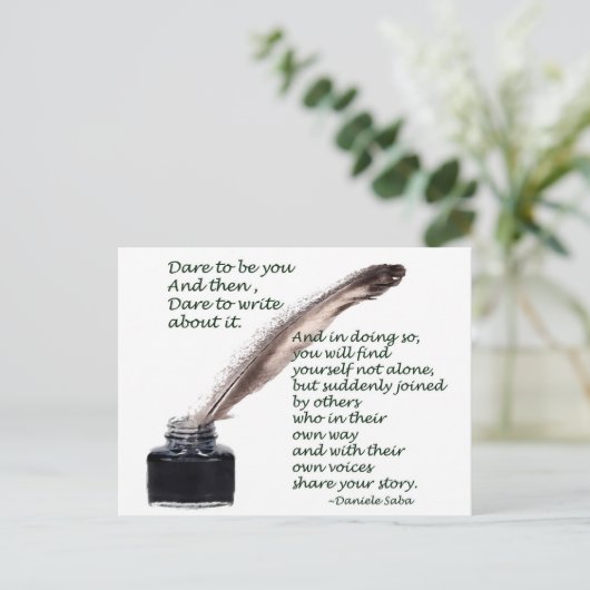 Dare om te schrijven briefkaart (Staand voorkant)