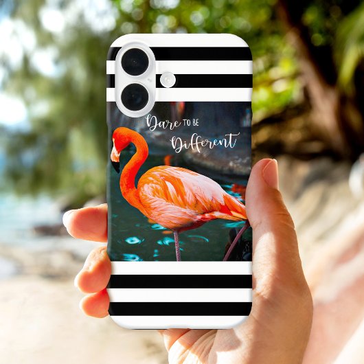 Dare to be Difference Flamingo Black White Stripes Case-Mate iPhone Case