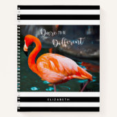 Dare to be Difference Flamingo Black White Stripes Notitieboek (Voorkant)