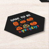 Dare to be Difference Pumpkin Autism Halloween Kartonnen Onderzetters (Schuin)