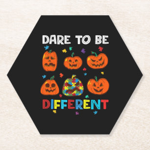 Dare to be Difference Pumpkin Autism Halloween Kartonnen Onderzetters