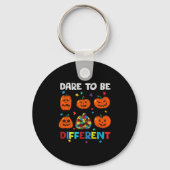 Dare to be Difference Pumpkin Autism Halloween Sleutelhanger (Voorkant)