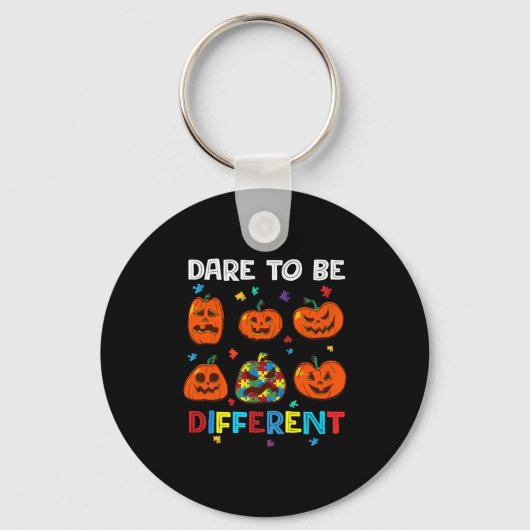 Dare to be Difference Pumpkin Autism Halloween Sleutelhanger (Voorkant)