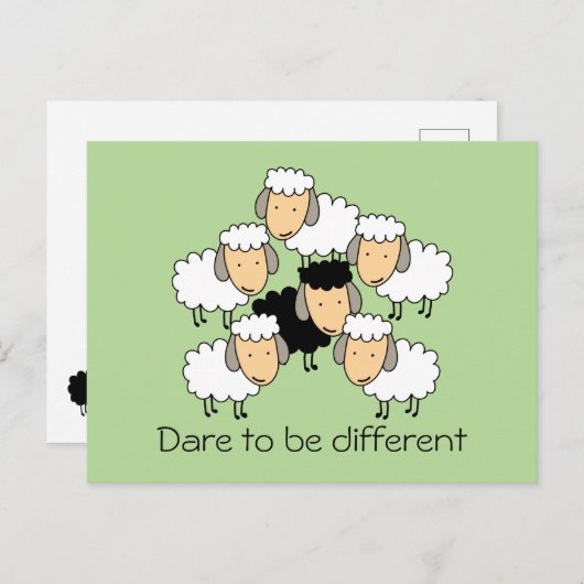 Dare to be Different Black Sheep Briefkaart (Voorkant / Achterkant)