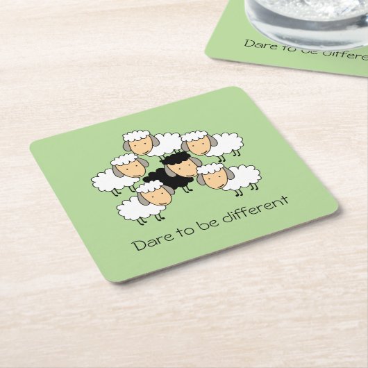 Dare to be Different Black Sheep Kartonnen Onderzetters (Schuin)