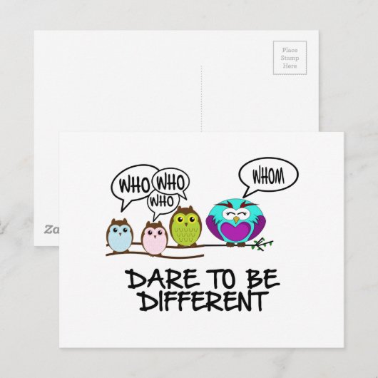 DARE TO BE DIFFERENT - OWLS BRIEFKAART (Voorkant / Achterkant)