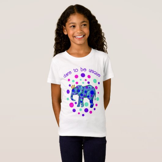 Dare to be Unique Elephant Girl's T-Shirt (Voorkant volledig)