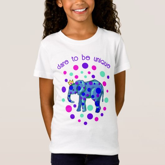 Dare to be Unique Elephant Girl's T-Shirt (Voorkant)