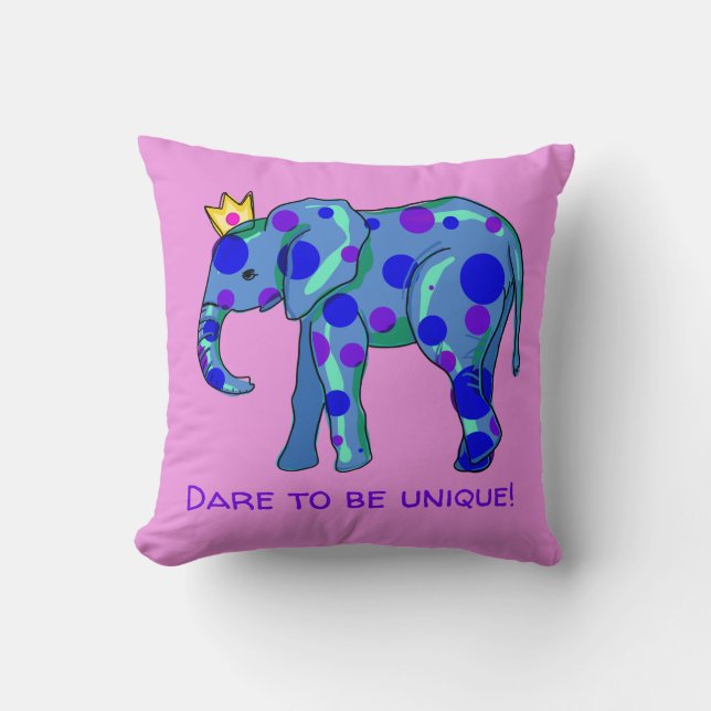 Dare to be Unique Elephant Sierkussen (Voorkant)