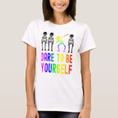 Dare to be uzelf Lgbt Pride Skeleton Dabbing T-shirt (Voorkant)