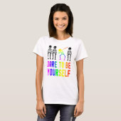 Dare to be uzelf Lgbt Pride Skeleton Dabbing T-shirt (Voorkant volledig)