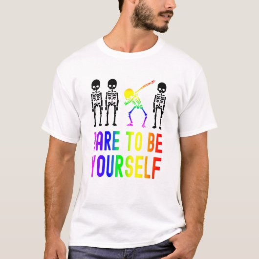 Dare to be uzelf lobt Pride Skeleton Dabbing 1 T-shirt (Voorkant)