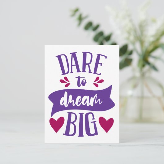 Dare to Dream Big Inspirerend Motivatie Postc Briefkaart (Staand voorkant)