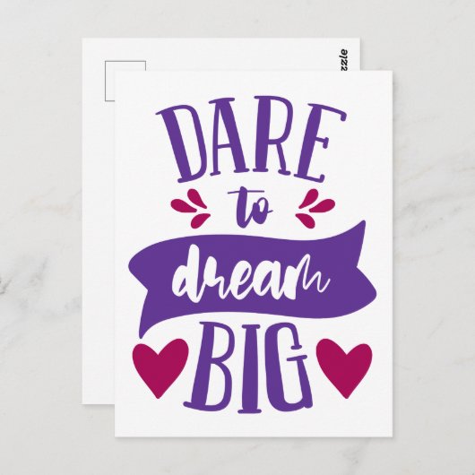 Dare to Dream Big Inspirerend Motivatie Postc Briefkaart (Voorkant / Achterkant)