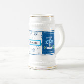 Dare to Fly Mug – Blue Floral Inspirational Patter Bierpul (Voorkant rechts)