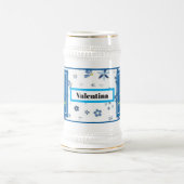 Dare to Fly Mug – Blue Floral Inspirational Patter Bierpul (Center)