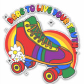 Dare to Live Your Truth Rainbow Schaats Sticker (Voorkant)