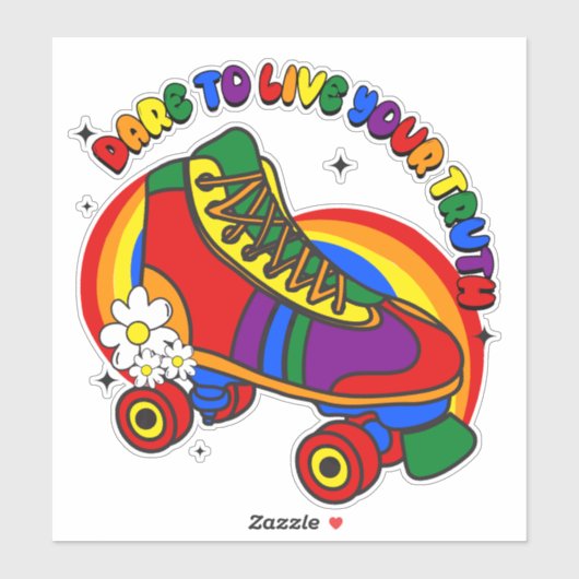 Dare to Live Your Truth Rainbow Schaats Sticker (Vel)